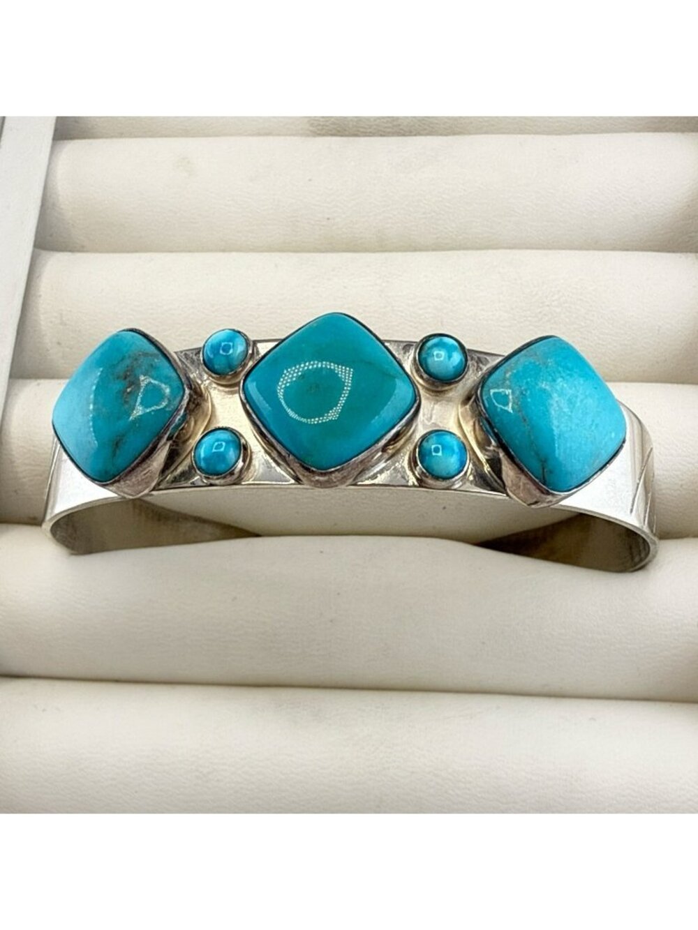 Jay King Cuff Bracelet Turquoise Blue Sterling Silver 925 Geometric Southwest